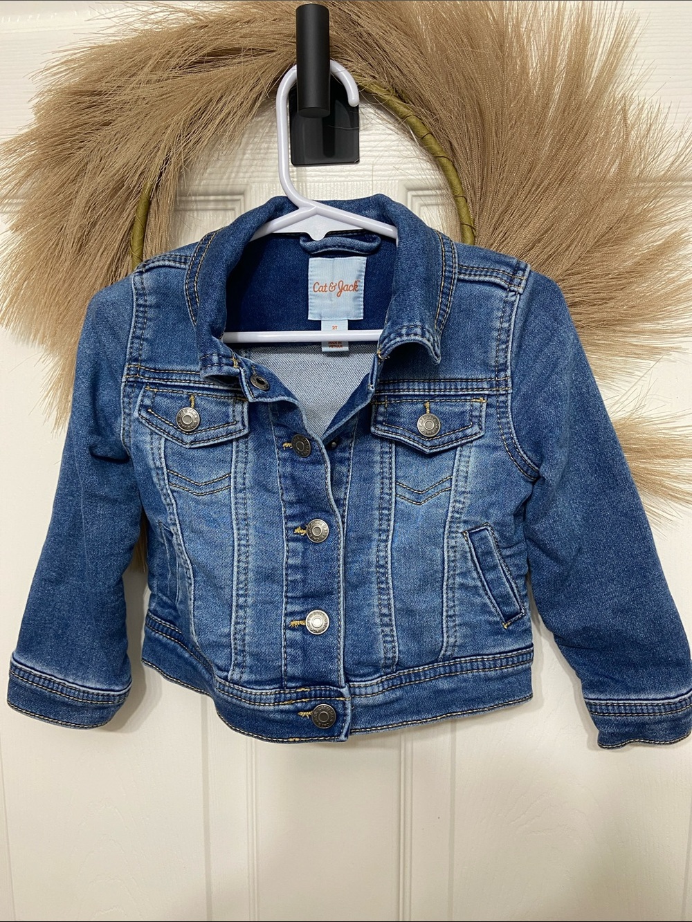 Cat & Jack Toddler Girl's Blue Denim Jacket - Classic Style